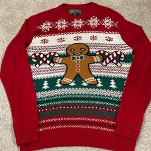 Ugly Christmas Sweater Gingerbread Man Red and Green Sweater. Size M.